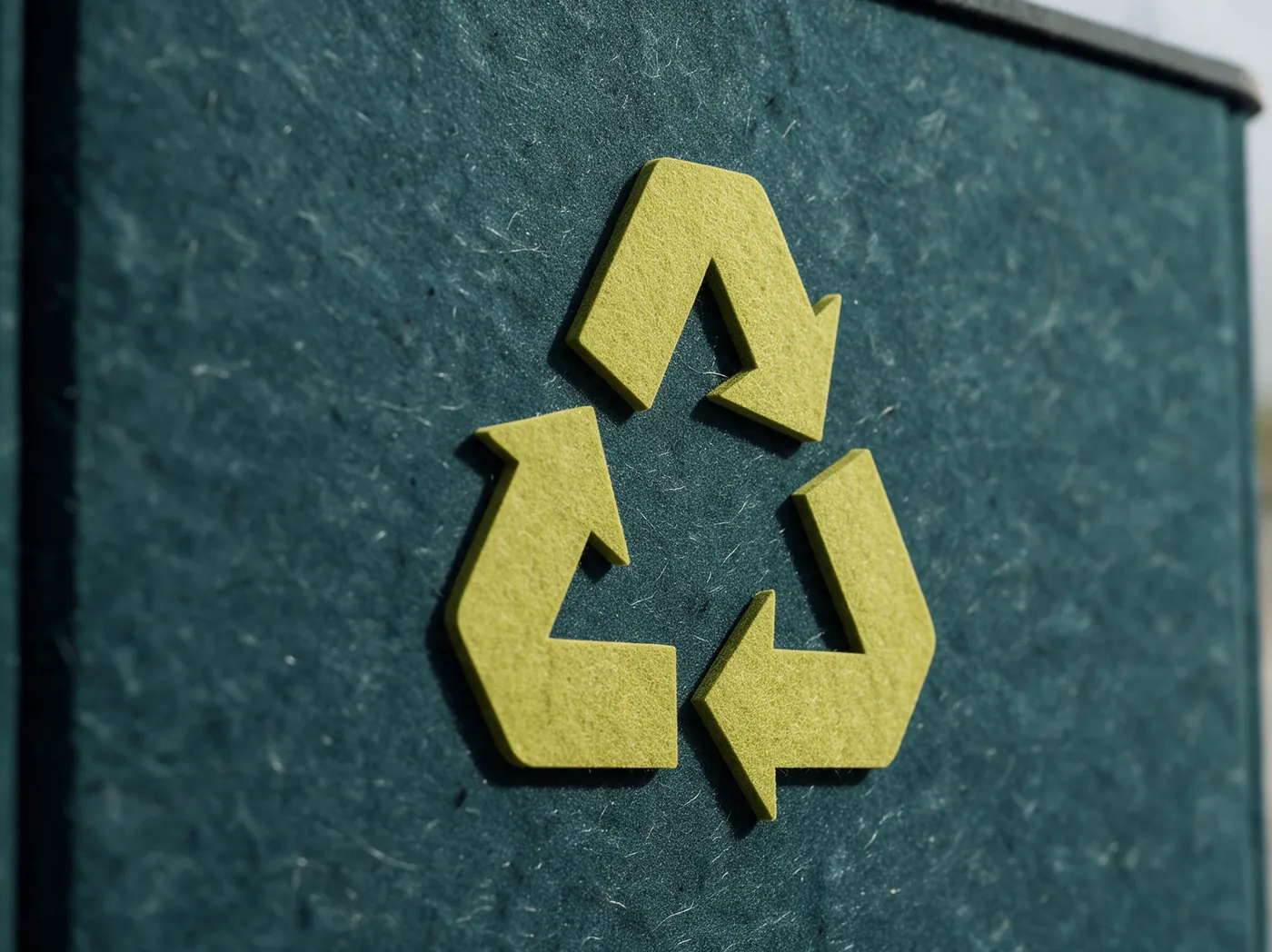 Detail van een embleem in 3D-vilt op de bak